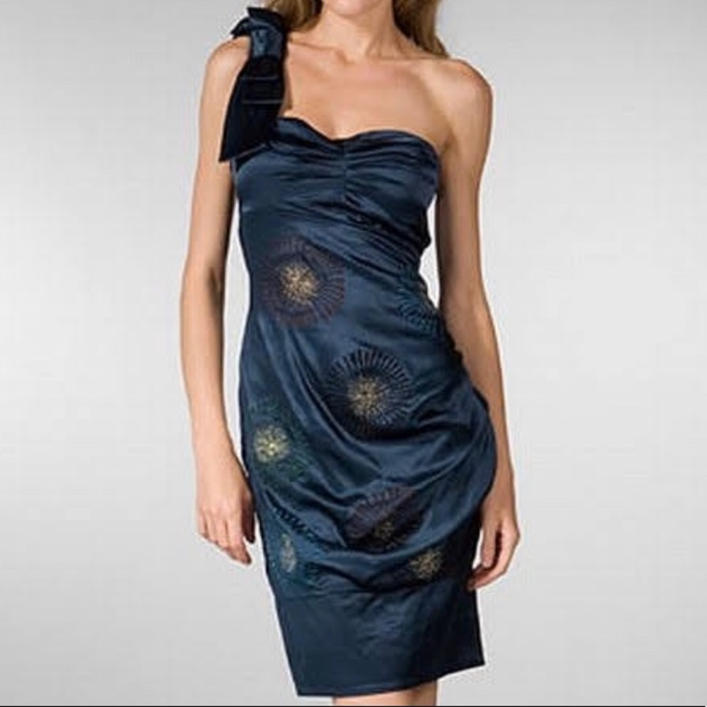 Castle Starr Anthropologie Silk One Shoulder Dress